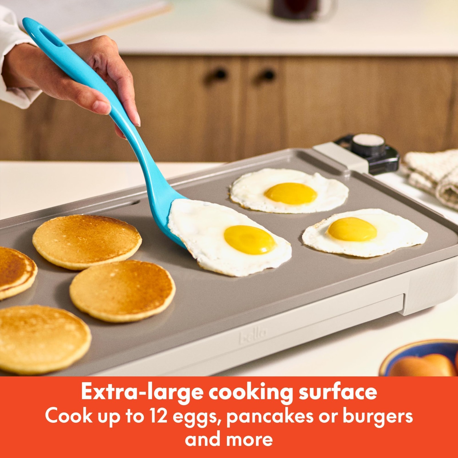 10″x20″ Ceramic Griddle with Warming Tray, 1500W Non-Toxic Cookware, Oatmilk Col