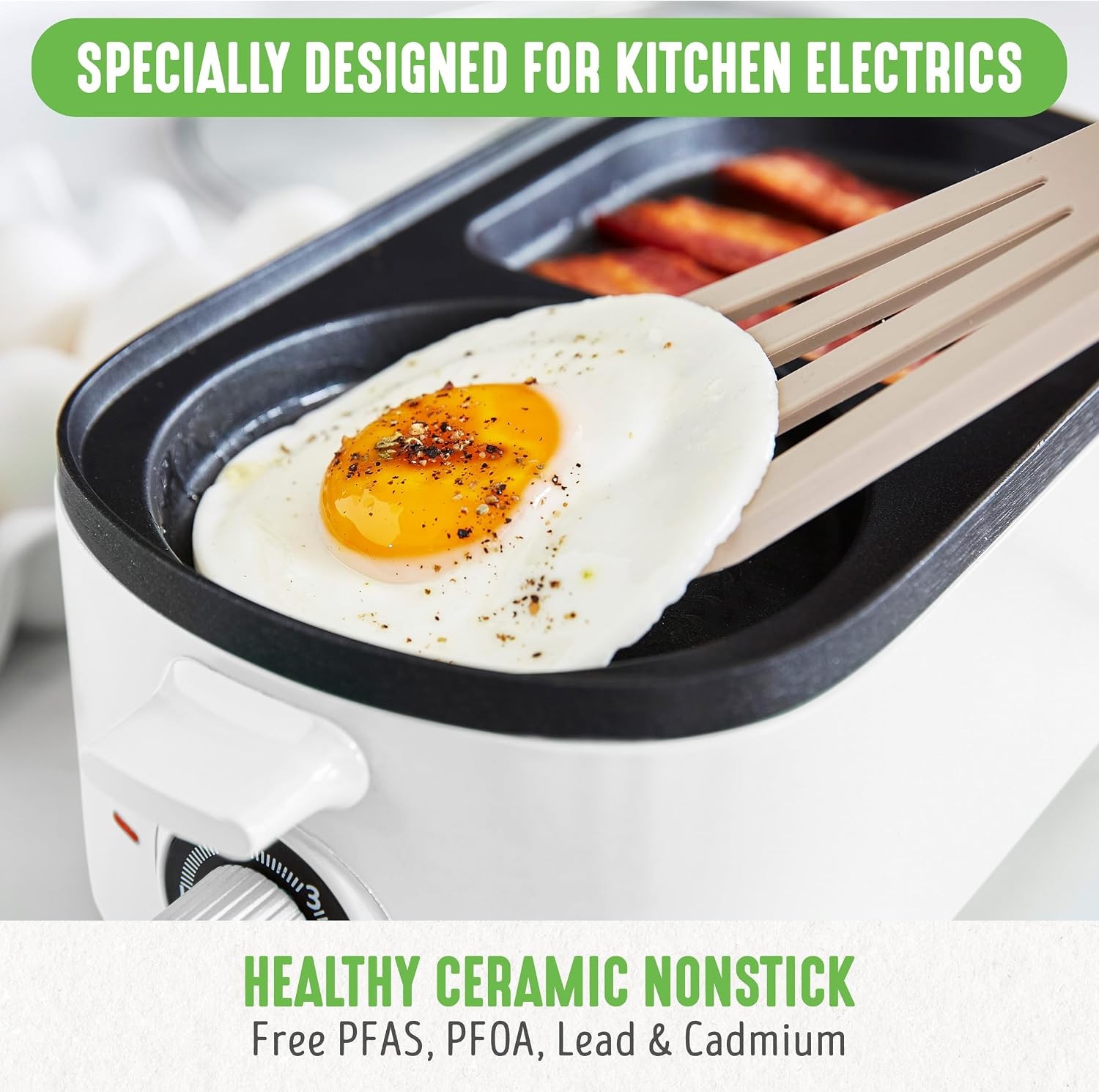Ceramic Nonstick Breakfast Station by GreenLife – 2-Slice Toast Drawer White