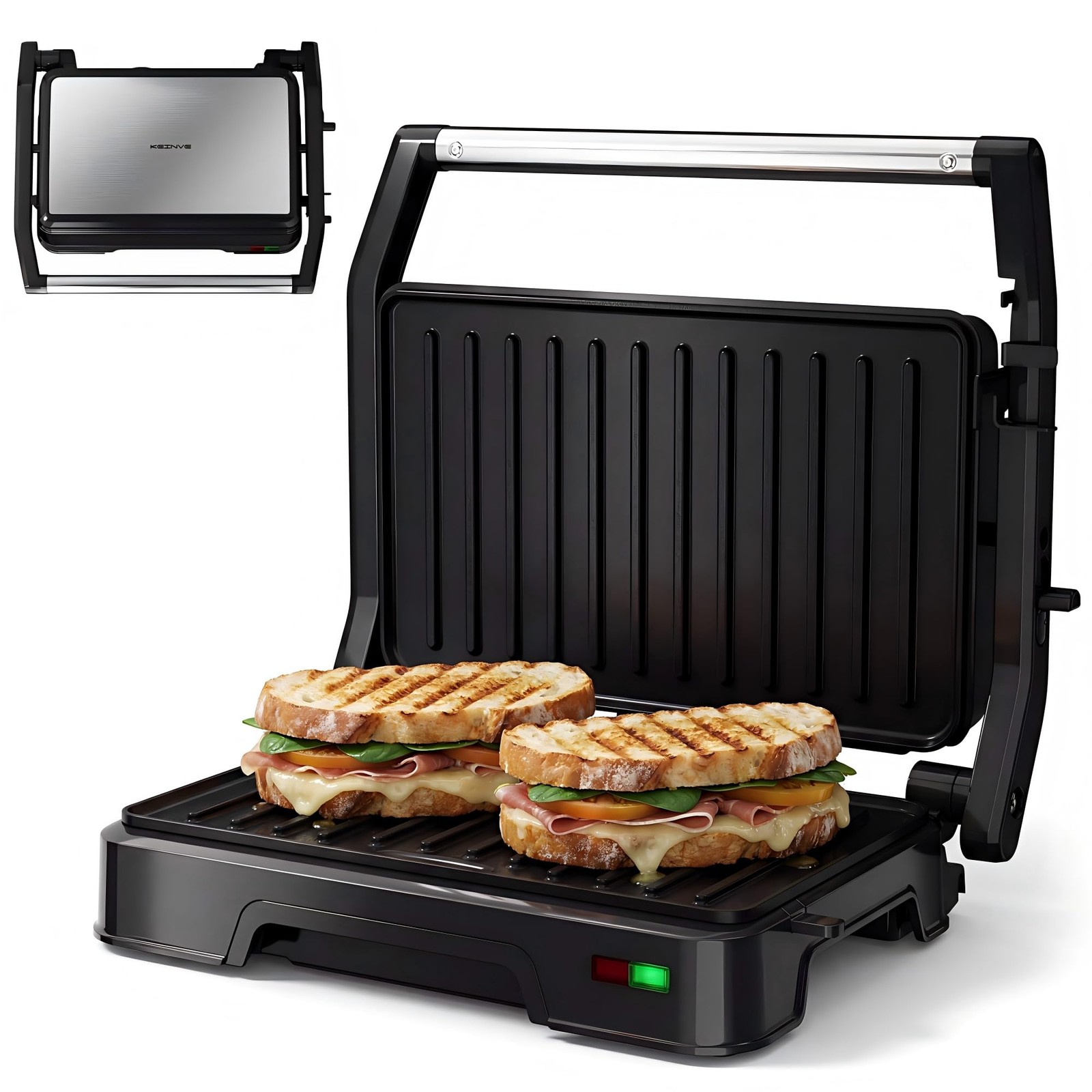Panini Press Grill 2 Slice 900W Electric Sandwich Maker Non Stick Adjustable…