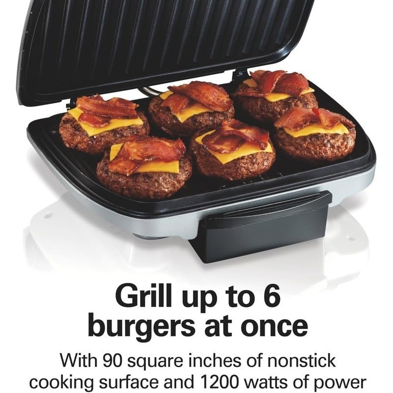 Indoor Electric Grill Nonstick Surface Removable Drip Tray Quick Cooking 1200W
