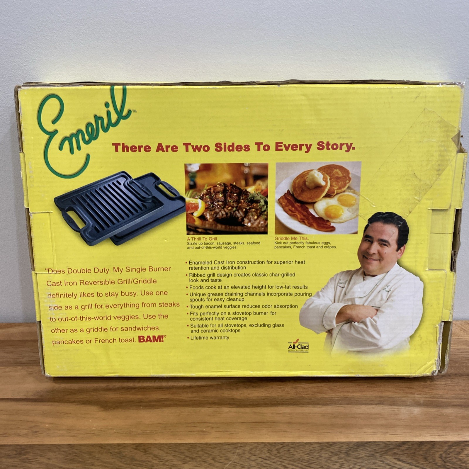 Emeril’s Enameled Cast Iron Reversible Grill Griddle Double Handled All-Clad