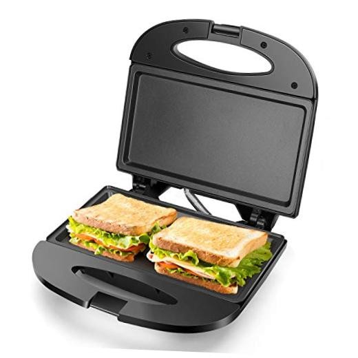 Sandwich Maker with Non-stick Deep Grid Surface for Egg, Ham, Steaks Compact