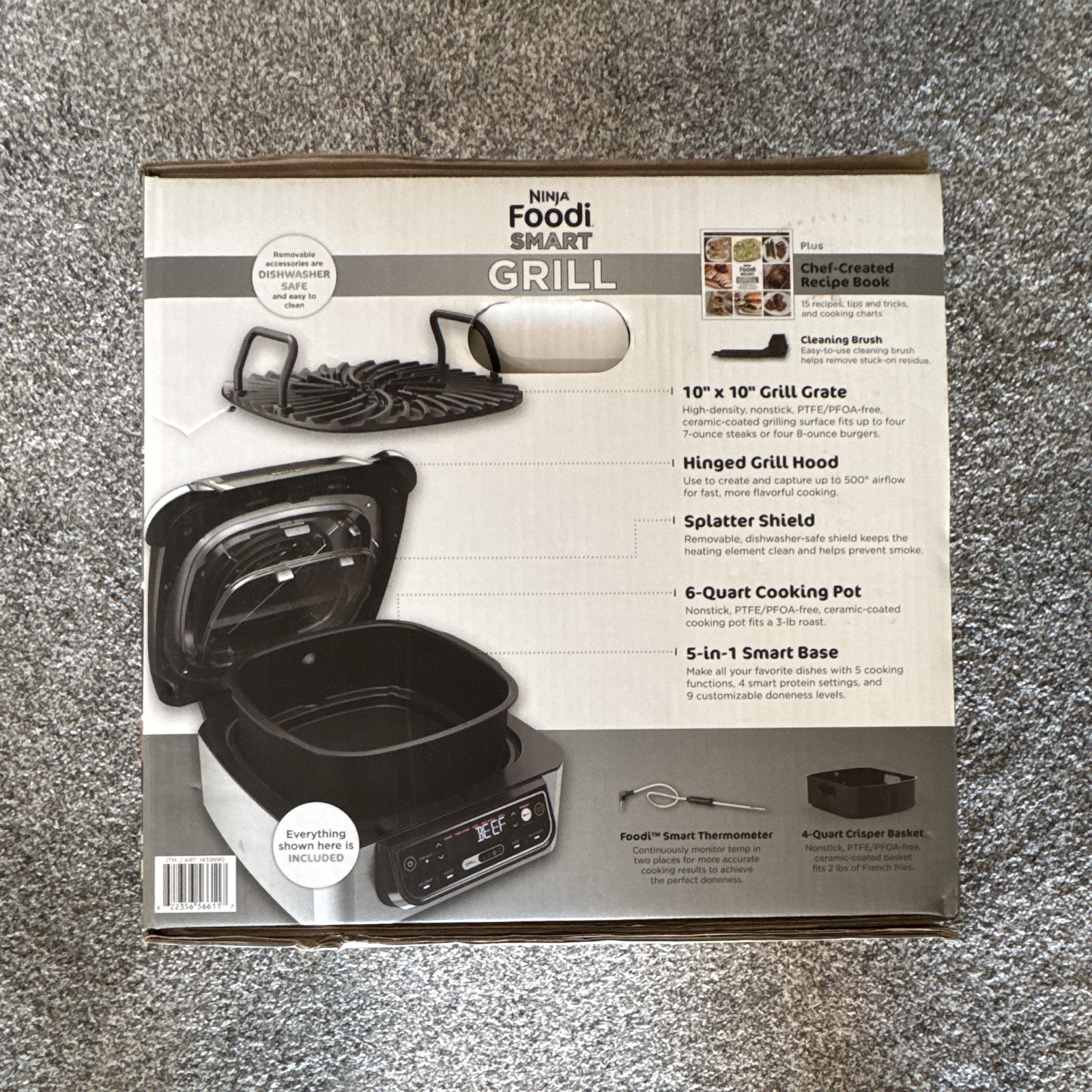 Ninja Foodi Smart Grill Indoor Electric Grill w/ Smart Thermometer Air Fry