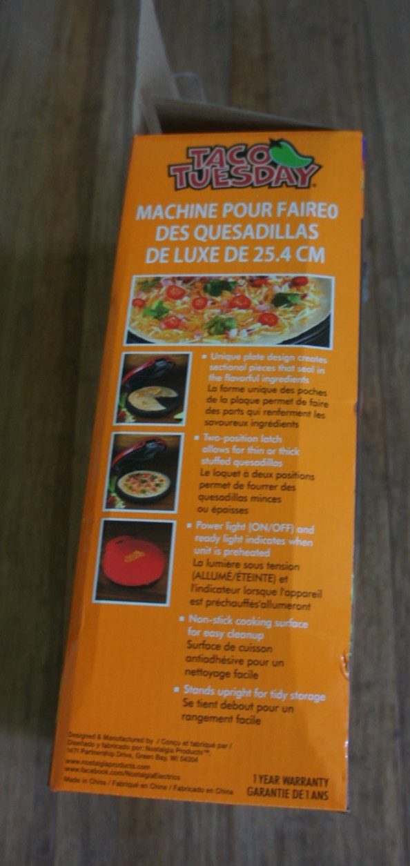 Taco Tuesday 10-Inch 6-Wedge Electric Quesadilla Maker Extra Stuffing Latch