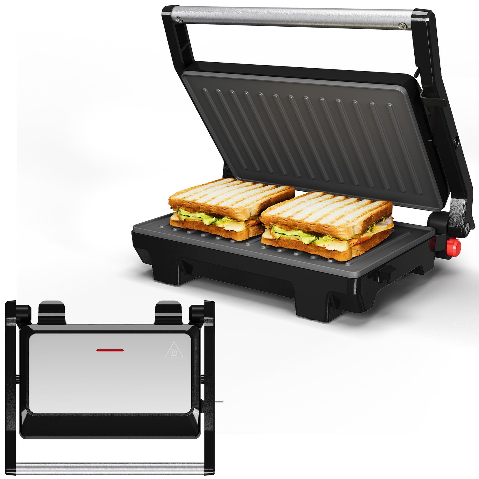 Panini Press Grill Indoor: Sandwich Maker with Nonstick Plates, Easy to Clean…