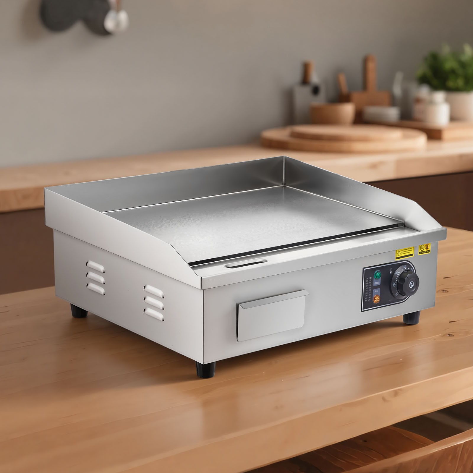 Uimoso 22″ Commercial Electric Griddle Countertop Flat Top Grill 3200W Full Flat