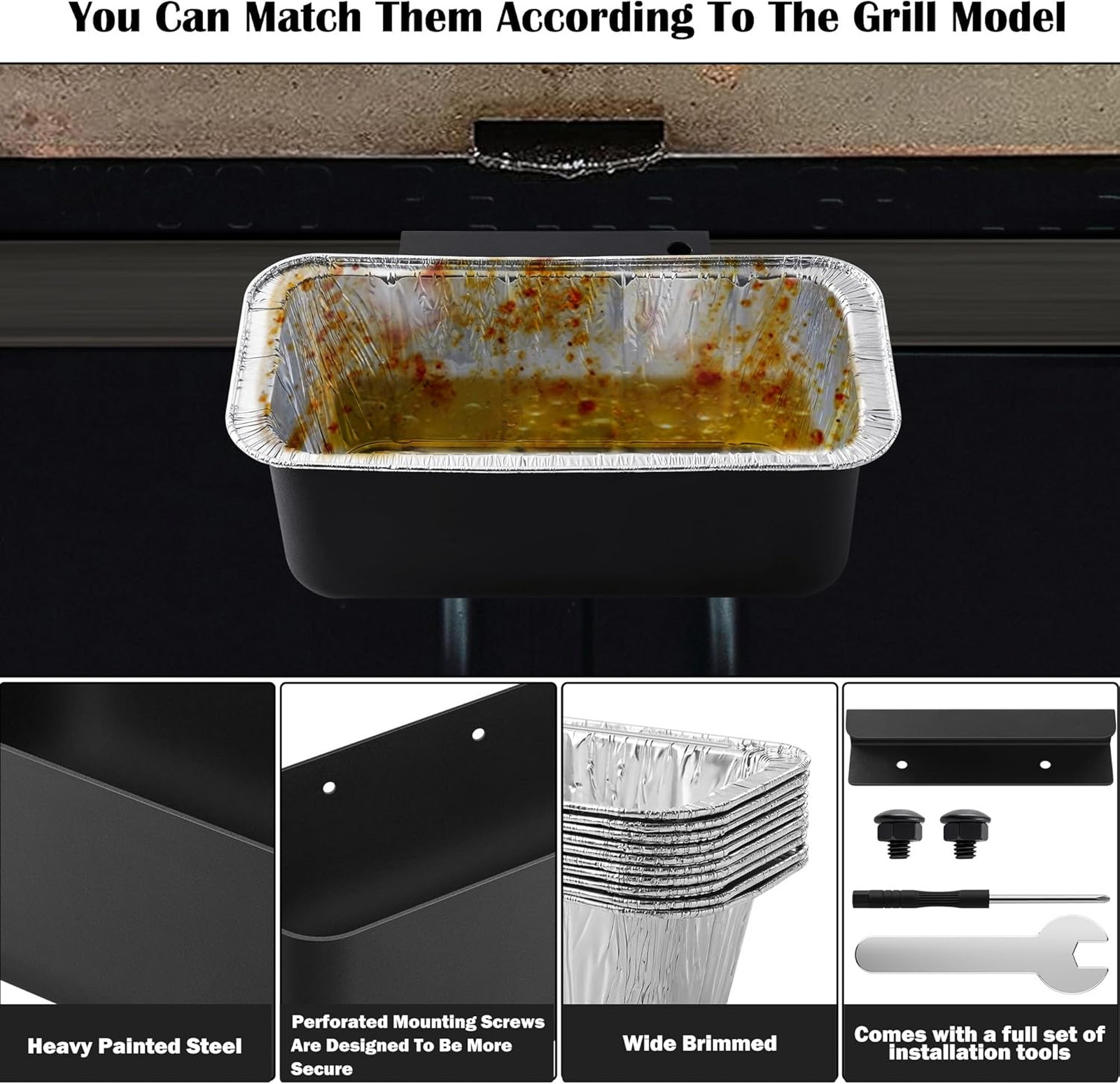 Griddle Grease Catcher for Blackstone Grill with 10 Liners Aluminum Drip Pan for