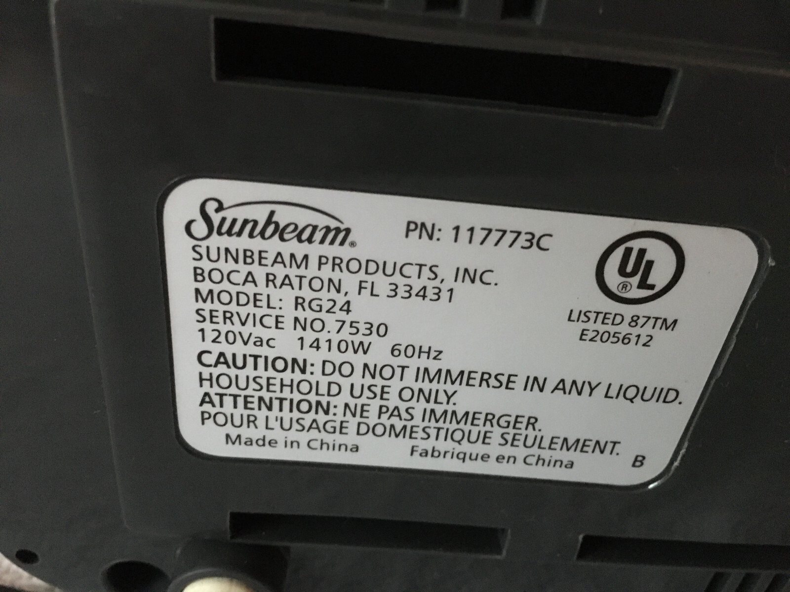 Sunbeam Rocket Grill Model RG24 Grill Fresh Or Frozen Food In Minutes