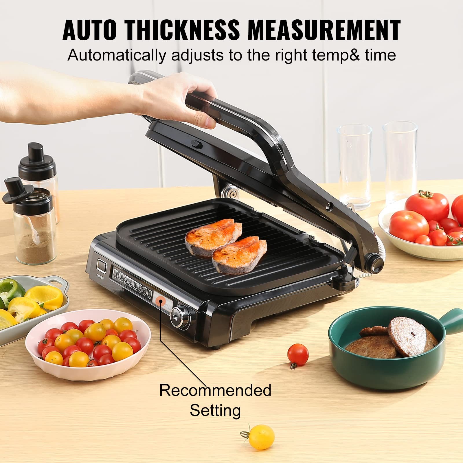7-in-1 Electric Contact Grill, 1800W Indoor Panini Press & Griddle, Nonstick Tep