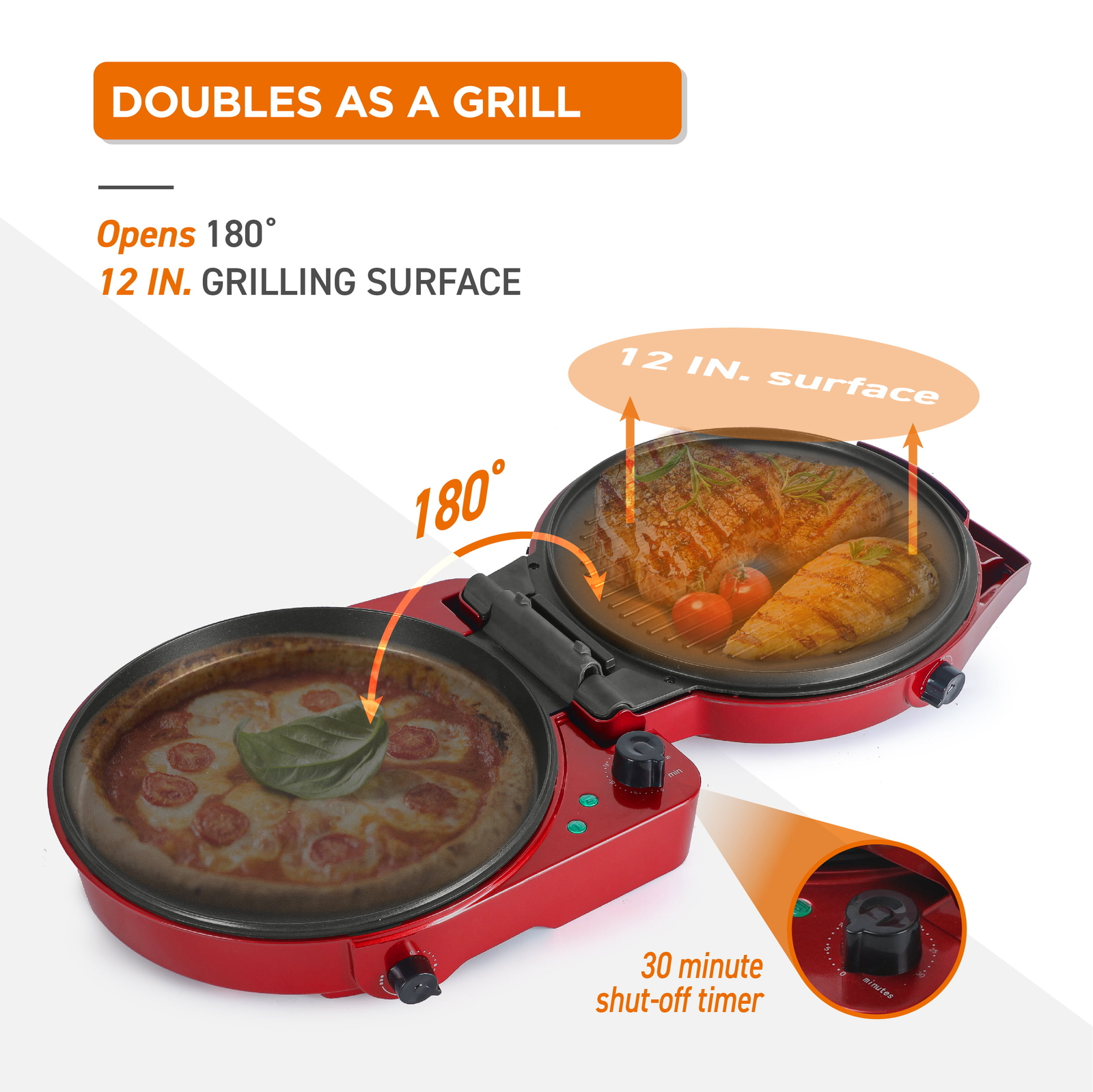 Countertop Pizza Maker Indoor Electric Countertop Grill Quesadilla Maker Timer