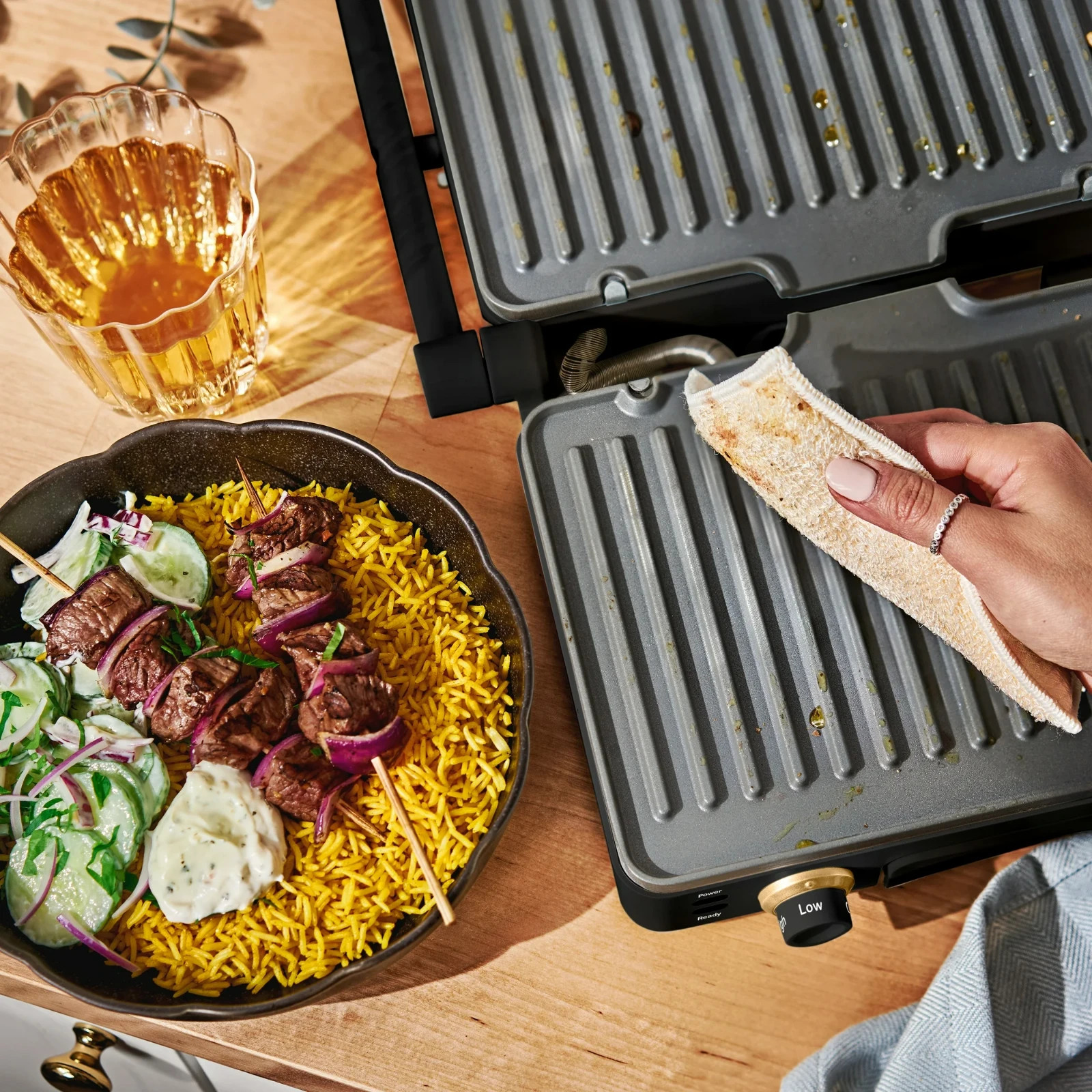 Beautiful 2-in-1 Panini Press & Grill with Detachable Plates, Black Sesame by Dr
