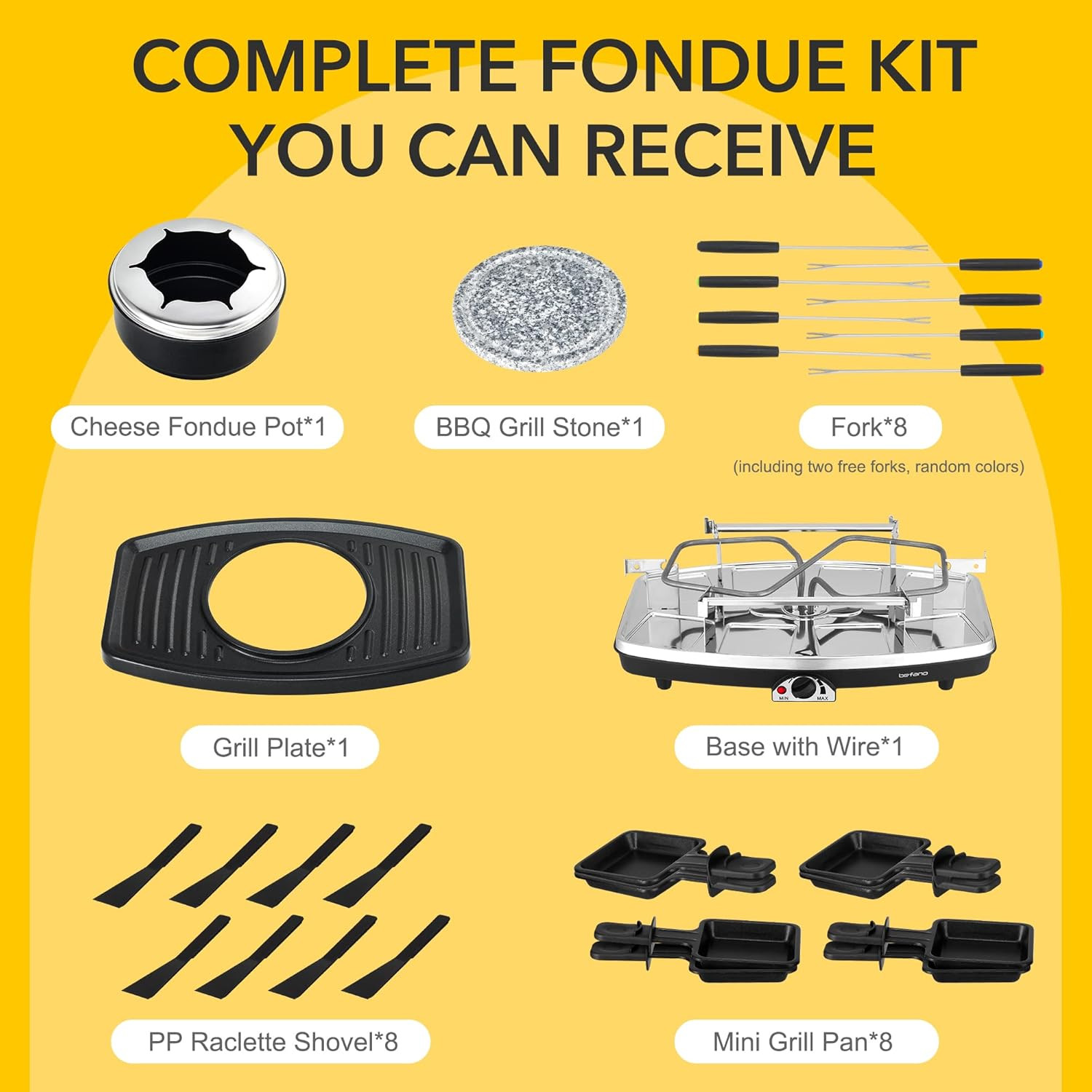 Electric Raclette BBQ Grill & Fondue Set for 8 – Perfect for Parties!