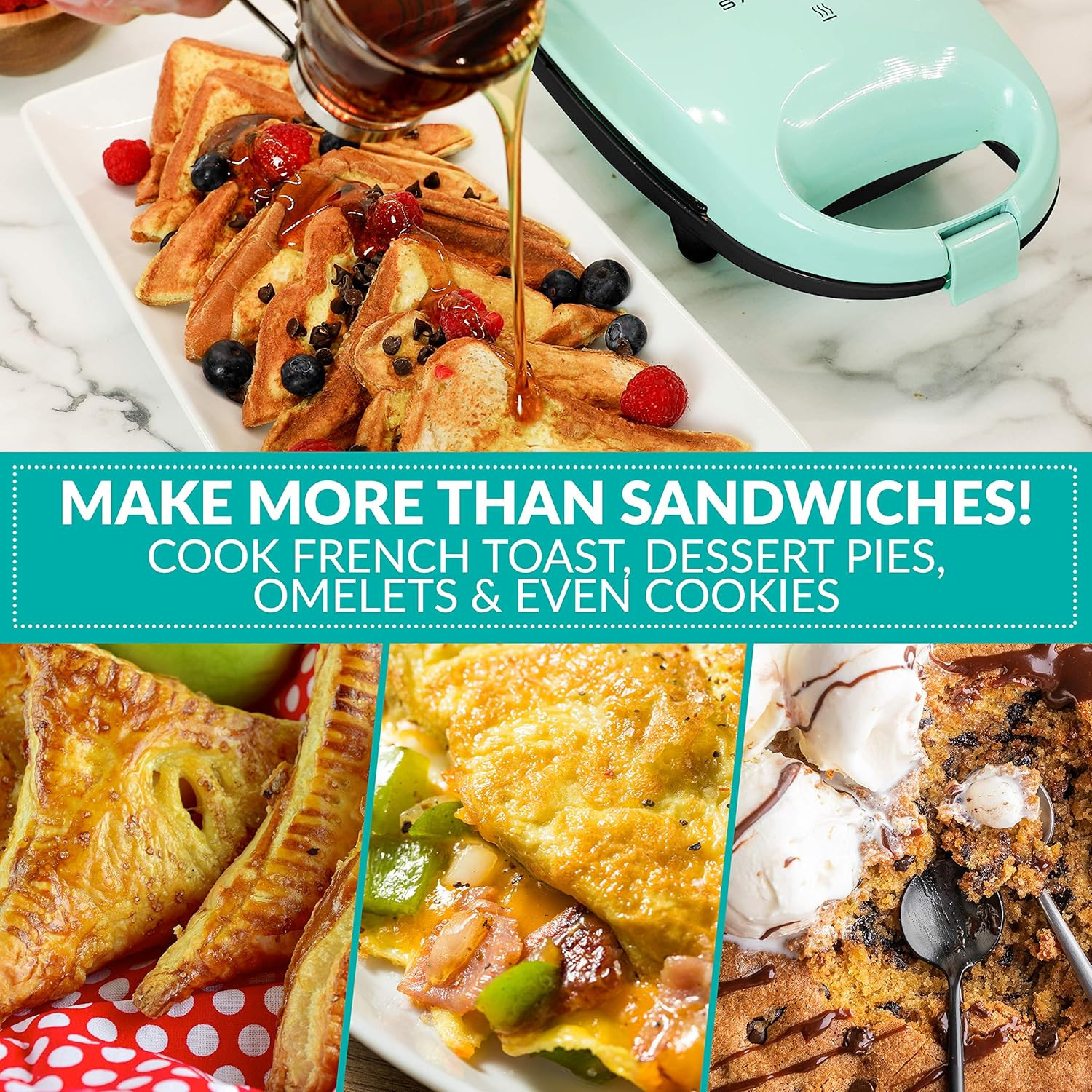 Mymini Personal Sandwich Maker, Nonstick Panini Press, Pizza Pockets, Quesadilla