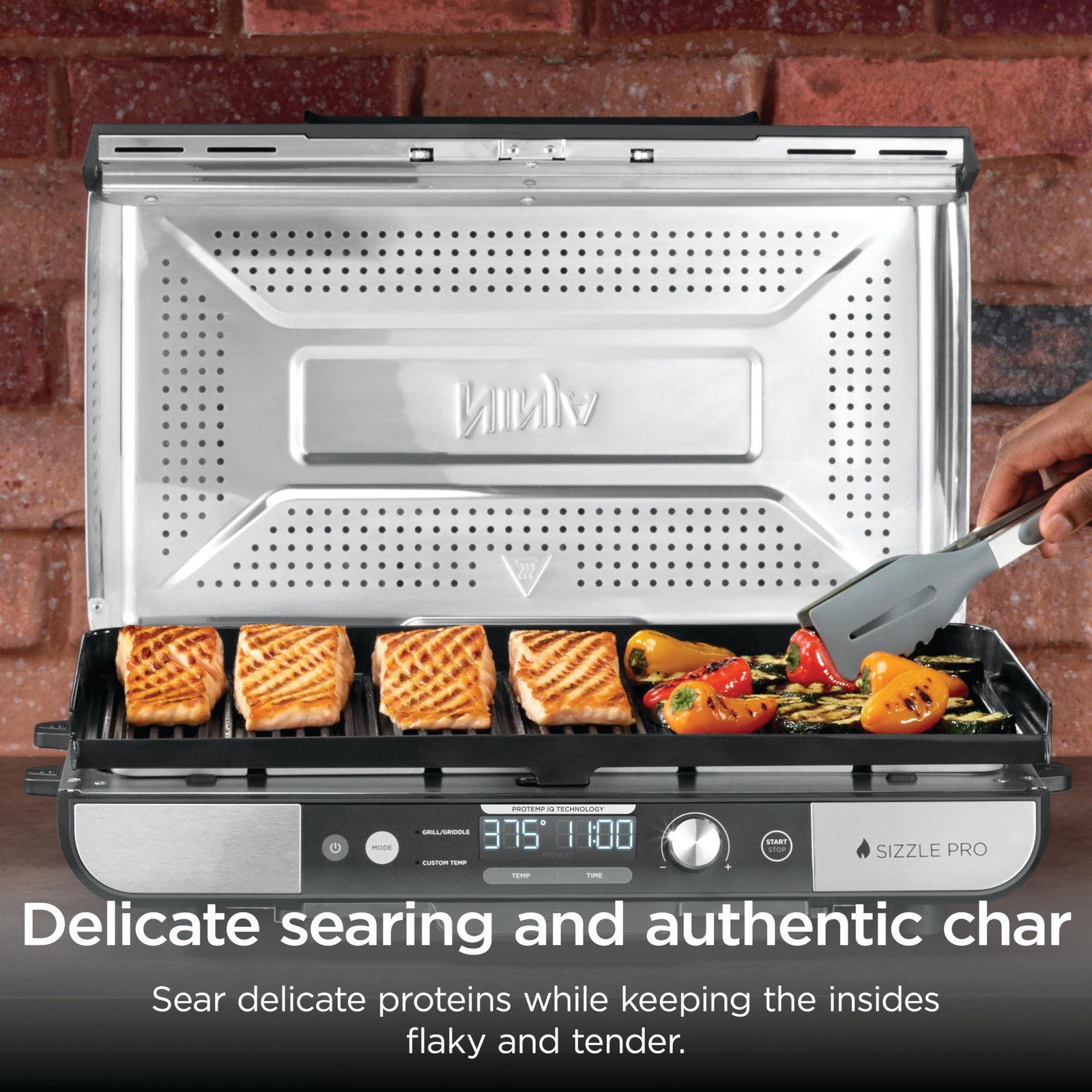 Ninja Sizzle Pro XL 20-Inch Indoor Griddle + Grill, Detachable Ventilated Lid…
