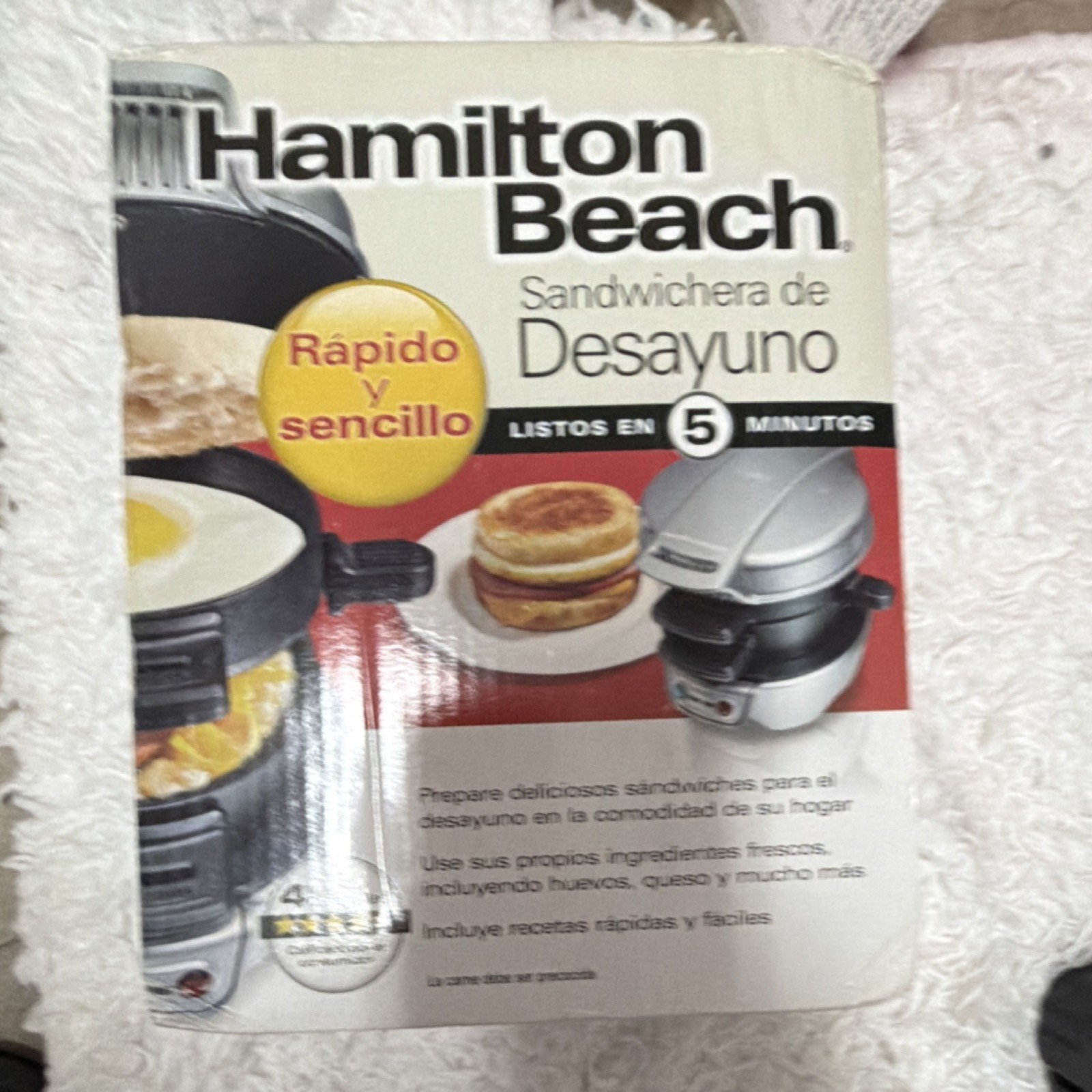 Hamilton Beach Sandwichera de Desayuno Sandwich Toaster 600W Non-Stick Silver