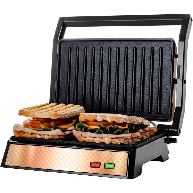 Dual Plate Electric Grill 1000W Non Stick Thermostat Panini Press Easy Clean New