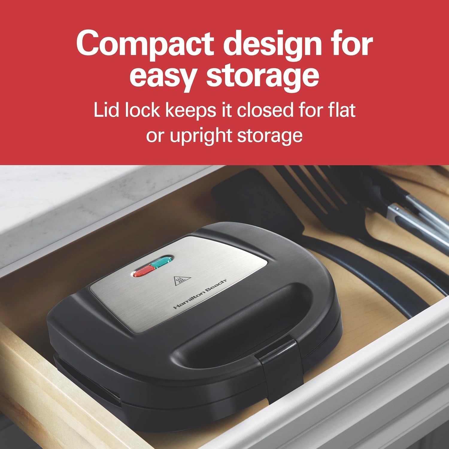 Electric Sealed Sandwich Maker Grill W/ PFAS-Free Nonstick Plates Compact Black