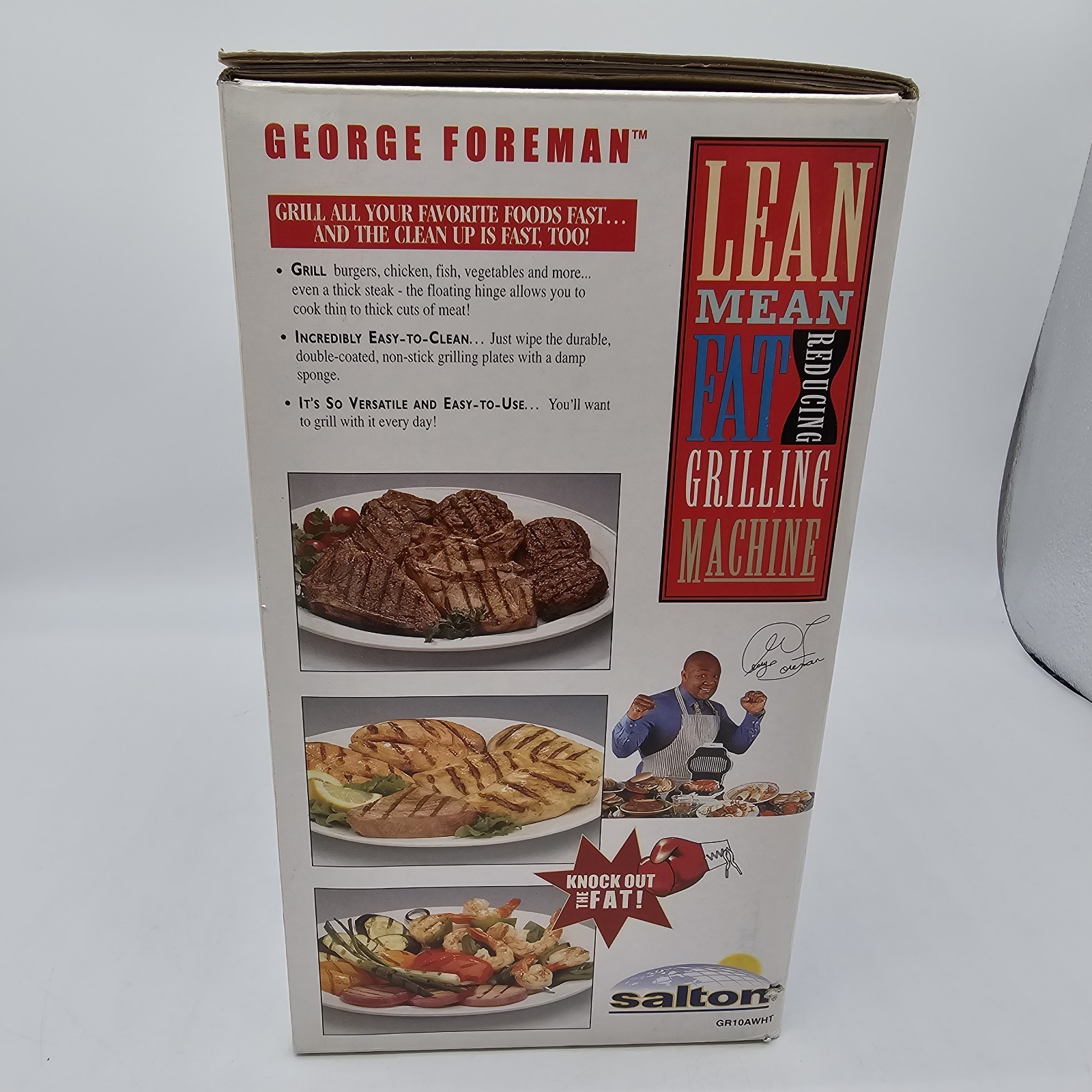 George Foreman GR10AWHT Lean Mean Fat Reducing Grill Vintage 2000 Y2K Old Stock