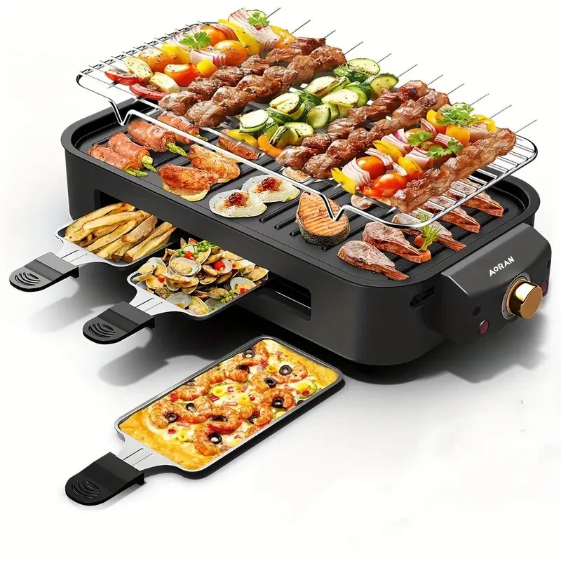 Double-Layer Electric Indoor Grill & Griddle | 1500W Smokeless BBQ For Kitchen
