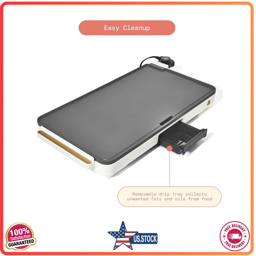 Beautiful Drew Barrymore XL Electric Griddle 12 x 22 Nonstick White Icing