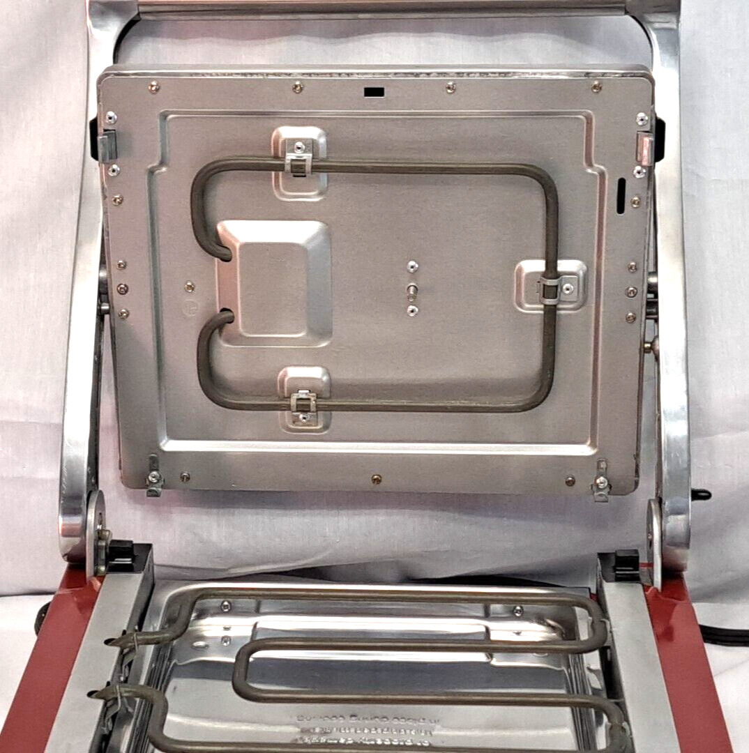 Wolfgang Puck Red Stainless Electric Grill 5-in-1 Dual Temperature Control Clean