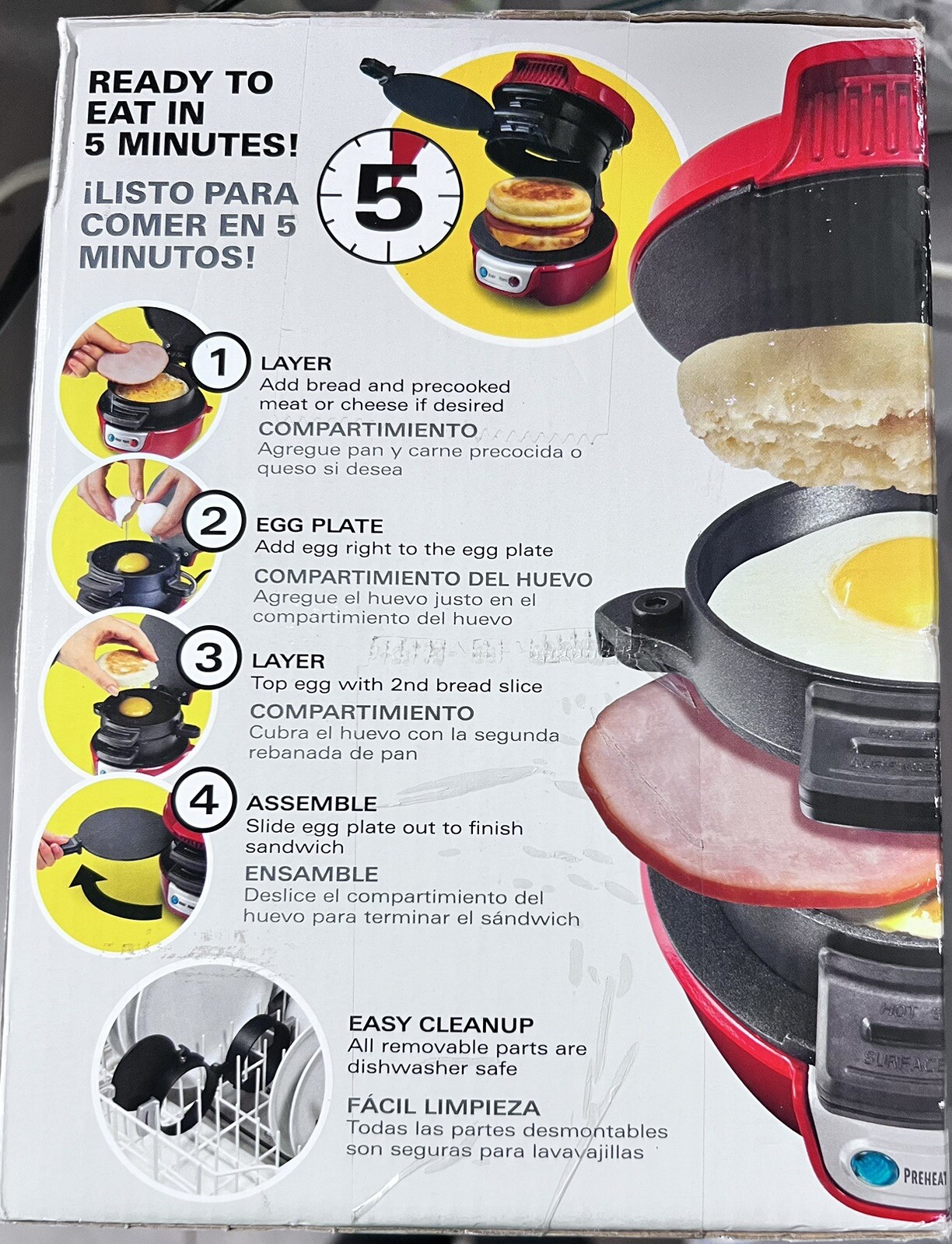 Hamilton Beach Breakfast Sandwich Maker Red (25476) New Sealed. Great Gift Idea