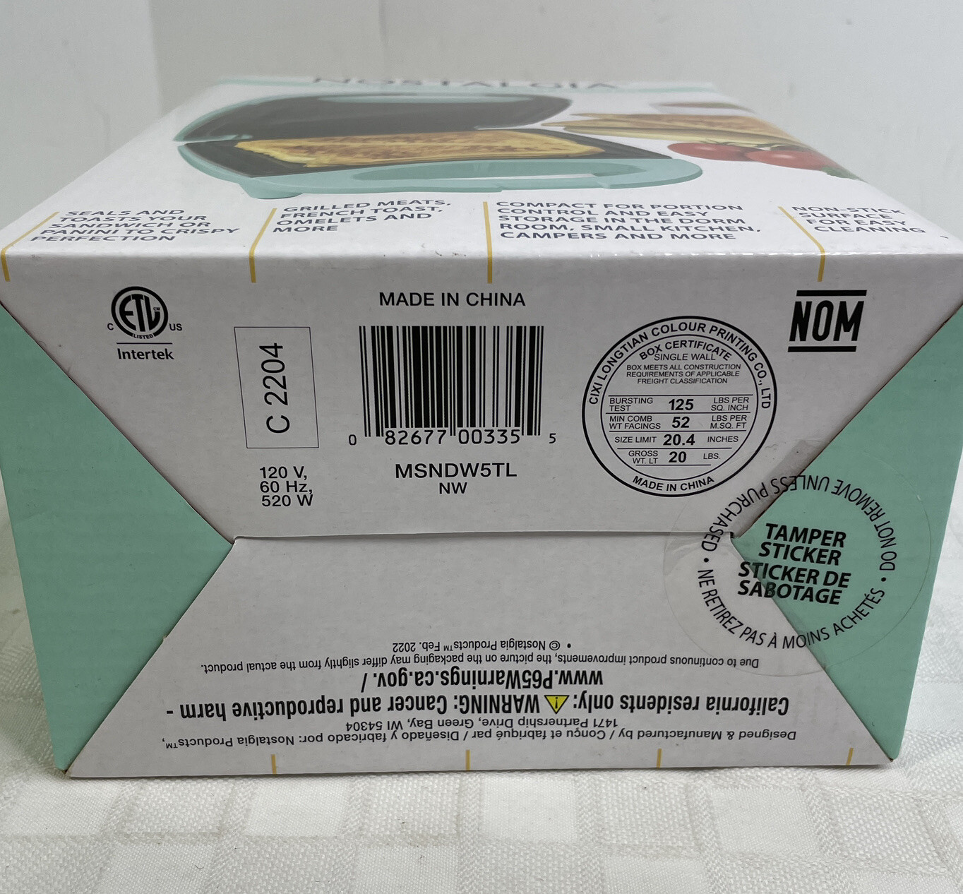 Nostalgia MyMini Personal Sandwich Panini Maker Aqua New