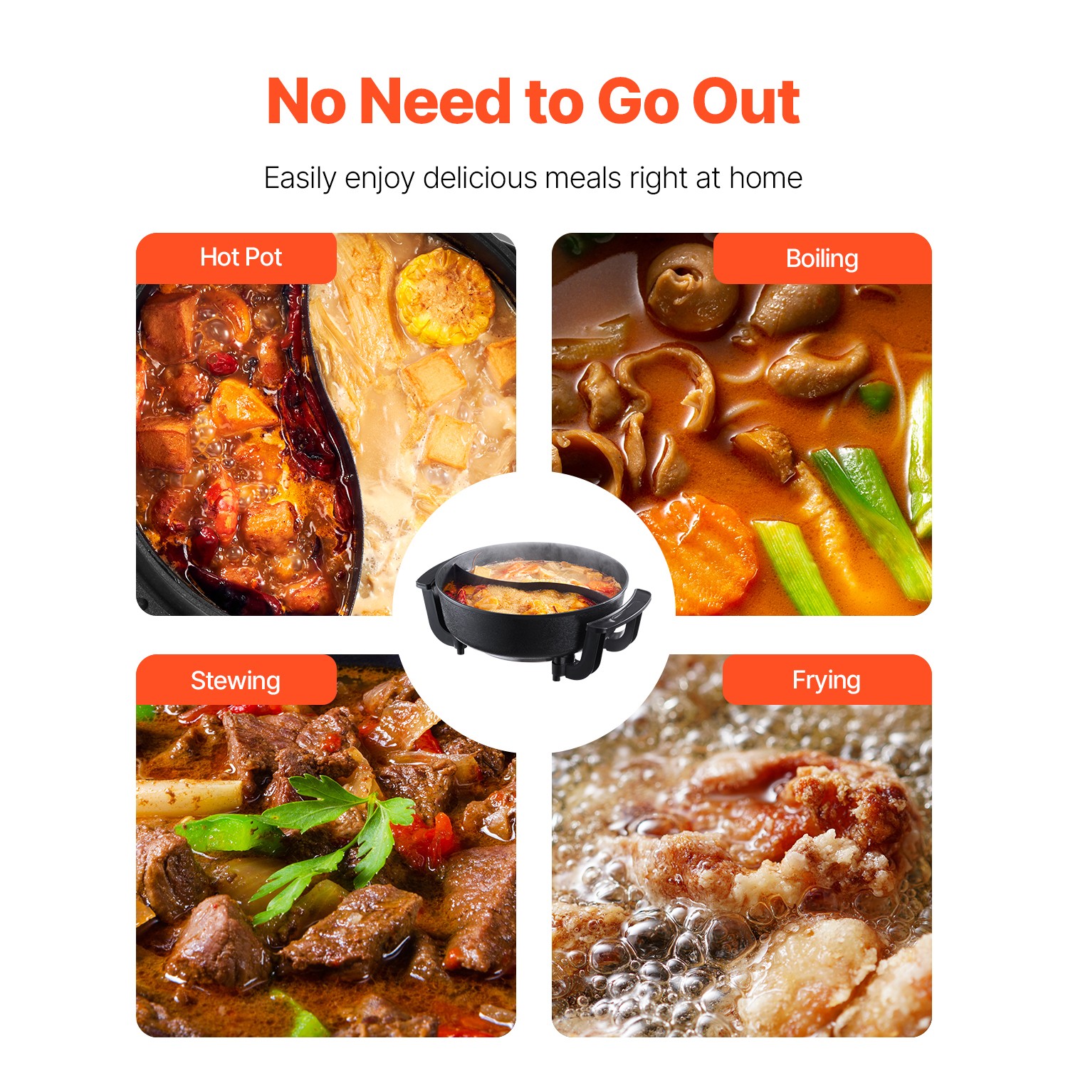 Electric Hot Pot 5 L Non-Stick Shabu-shabu Hot Pot with Divider for 6-10 People