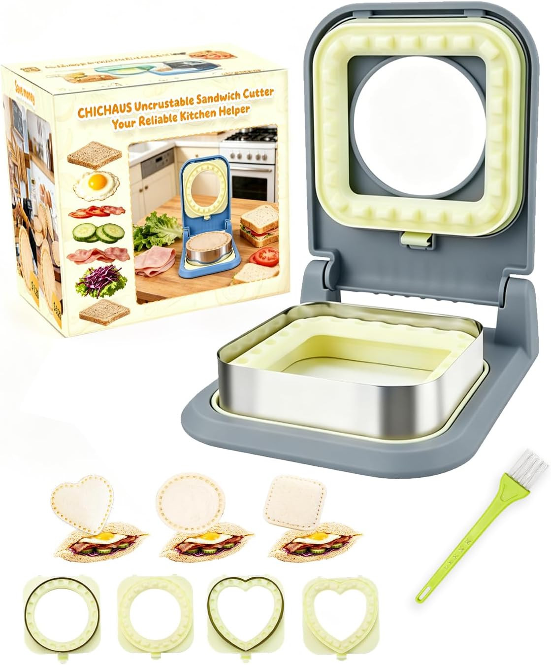 3-In-1 Uncrustable Sandwich Maker – Heart/Round/Square Crustless