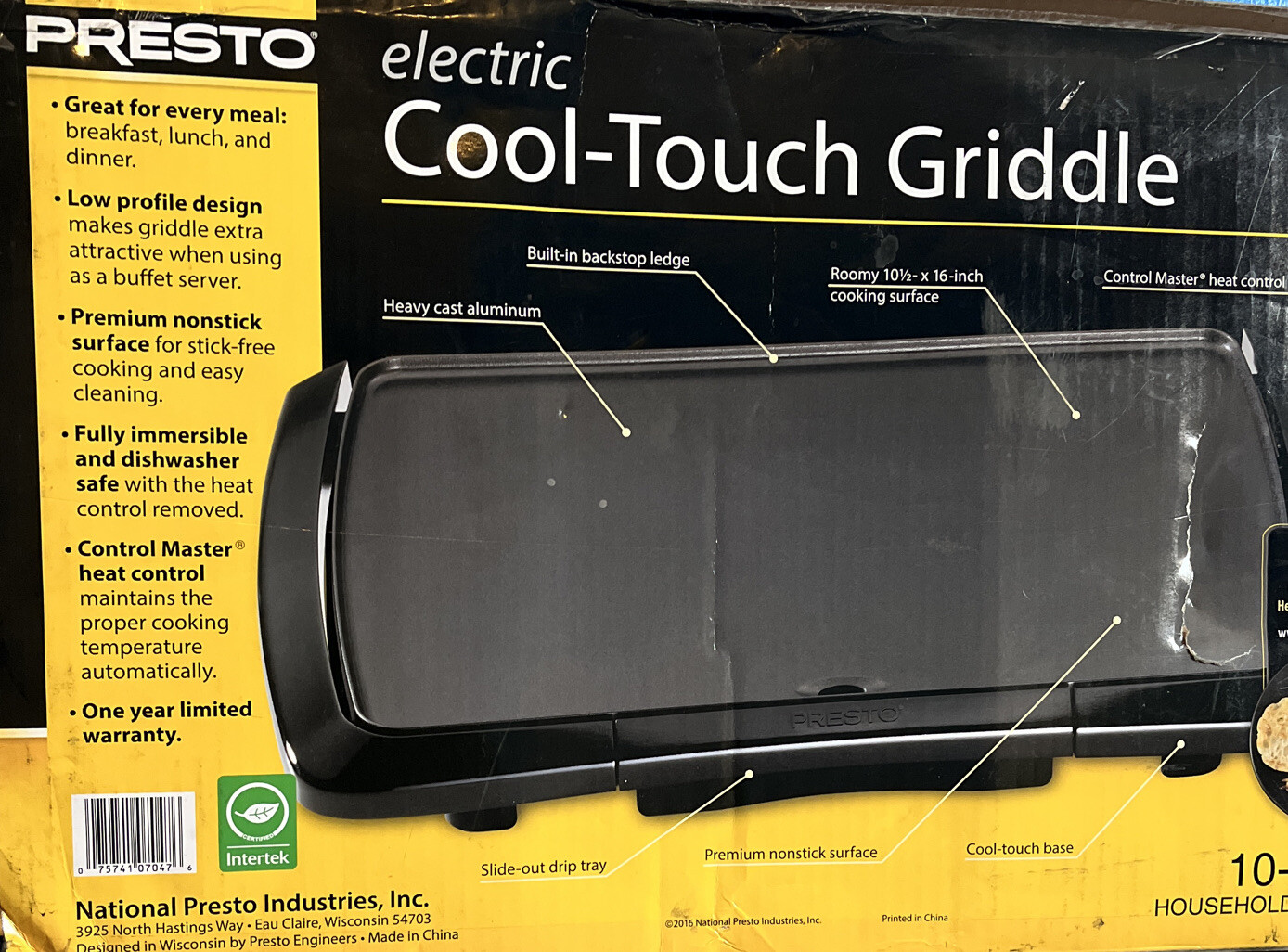 Presto Cool-Touch Non-Stick Fully Immersible Electric Griddle – 07047-NEW IN BOX