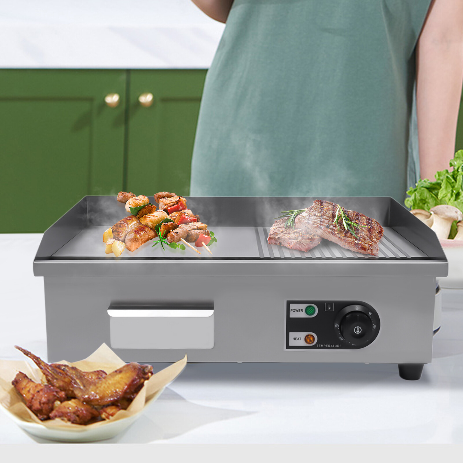 22 in/29 in Commercial Electric Griddle Countertop Flat Top Griddle Grill