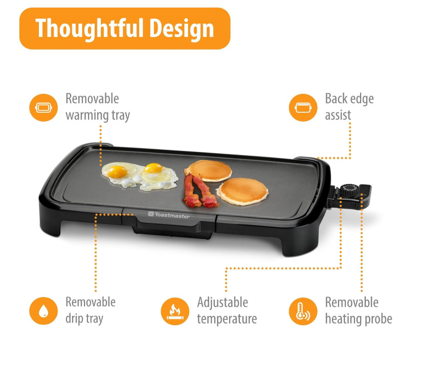 Toastmaster Electric Griddle – Flat Top Nonstick Griddle