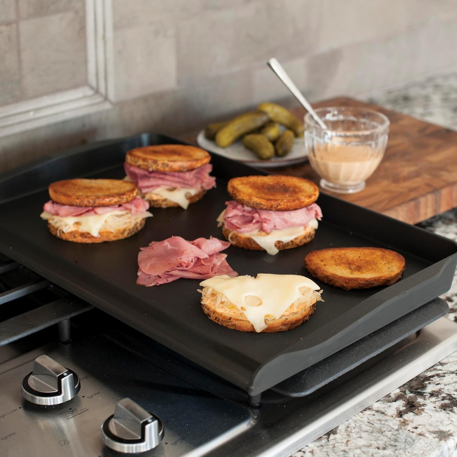 2 Burner Backsplash Griddle, Nonstick