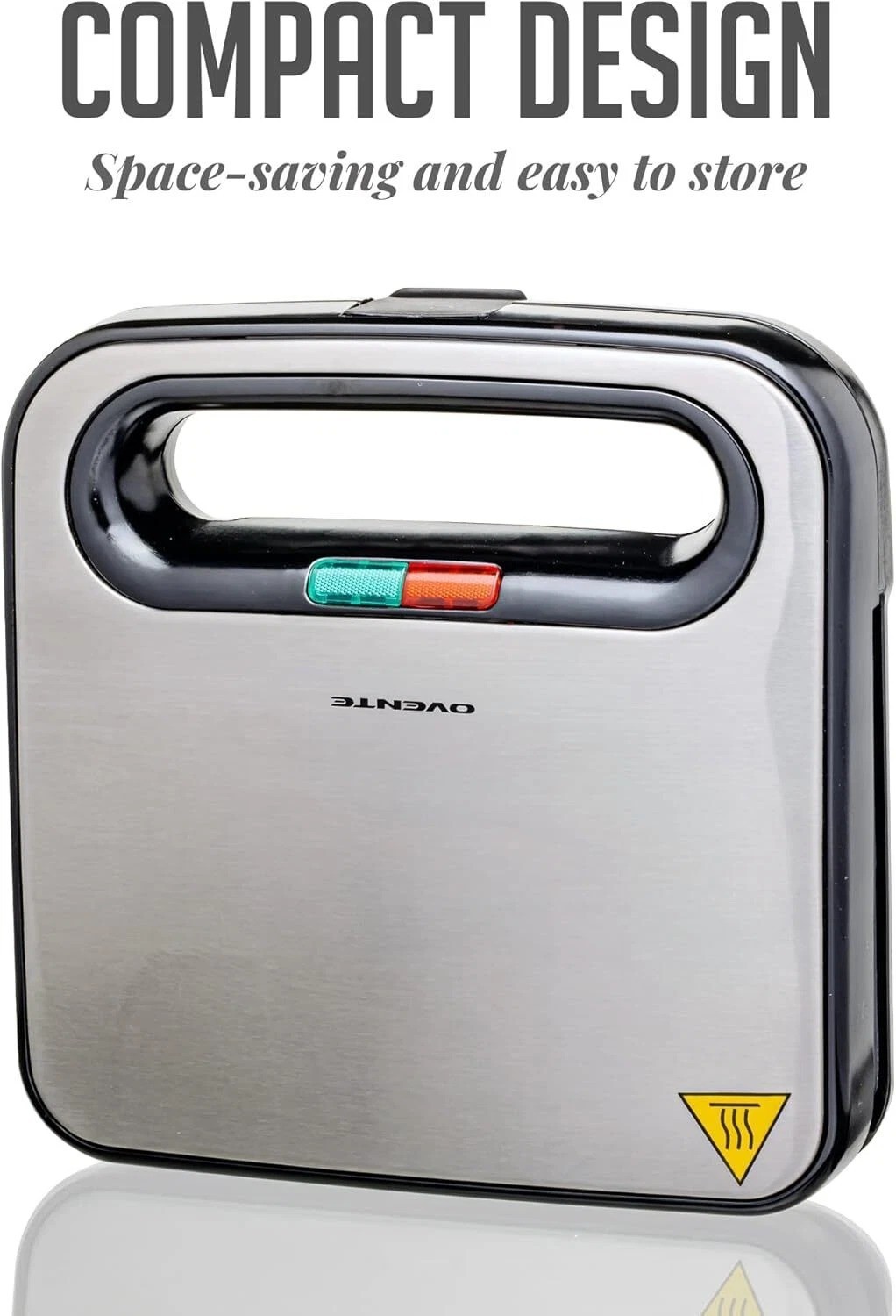 Electric Panini Press Non-Stick Plate, Compact Breakfast Sandwich Maker & Grill