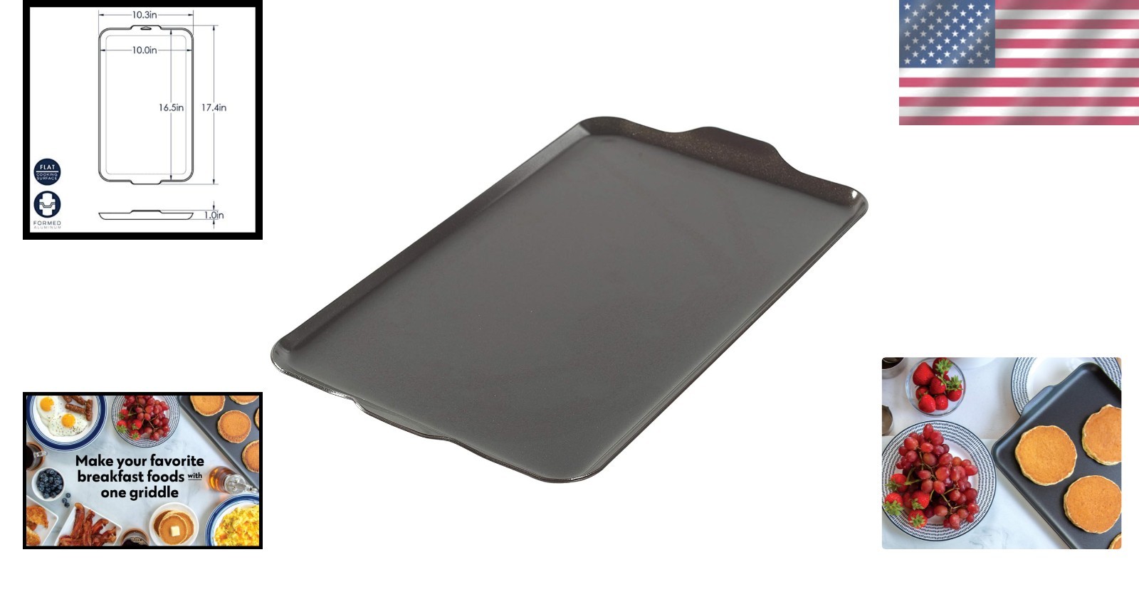 Aluminum Non-Stick Griddle – Ideal for Campfires and Home Cooking, 10.1 x 17.5