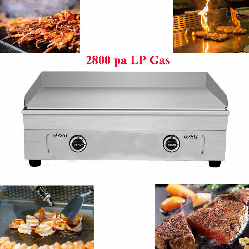 USED-LPG Gas Grill Griddle Countertop Flat Cooking Griddle Grill LPG 2800Pa