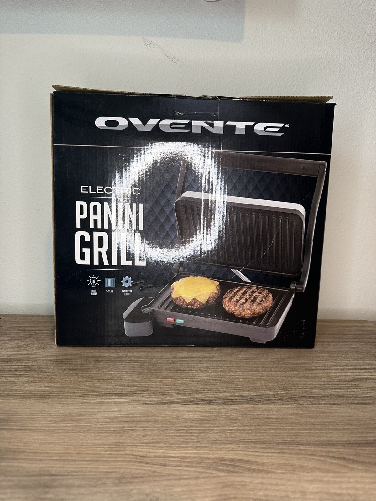 Ovente Electric Panini Grill GP0620BR 2 Slice Non-Stick Cool Touch Handle
