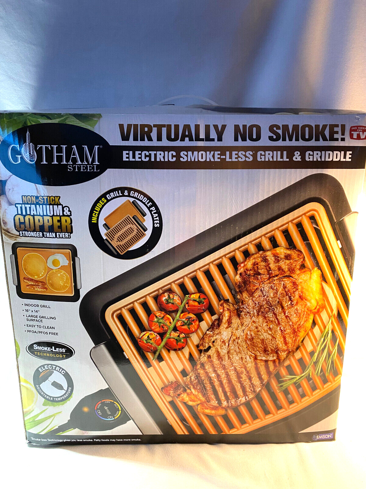 Gotham Steel Smokeless Indoor Electric XL Grill with Copper Nonstick Surface