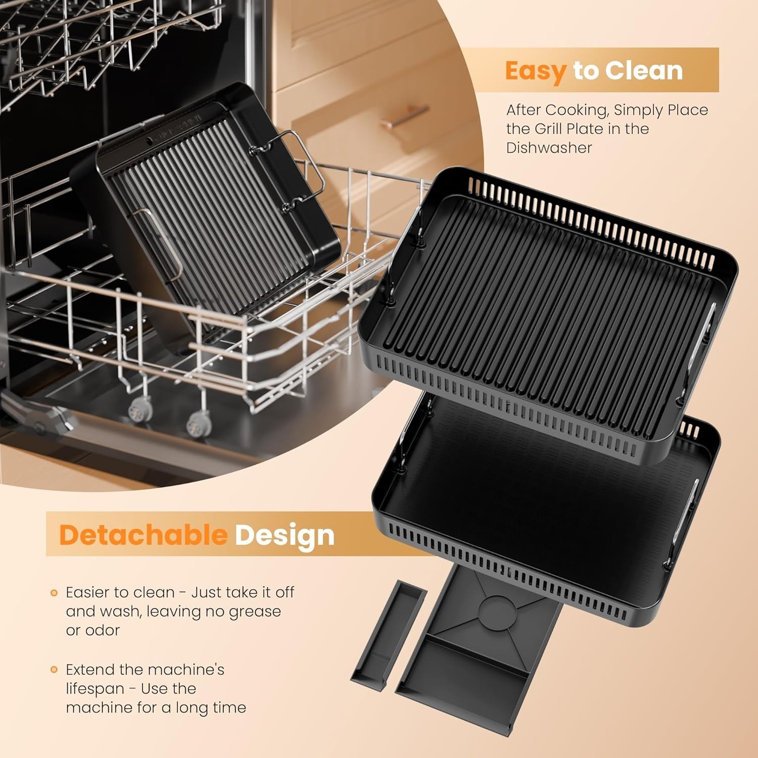 2-in-1 Indoor Grill Griddle Smokeless Electric Temp Probe Black – NIB