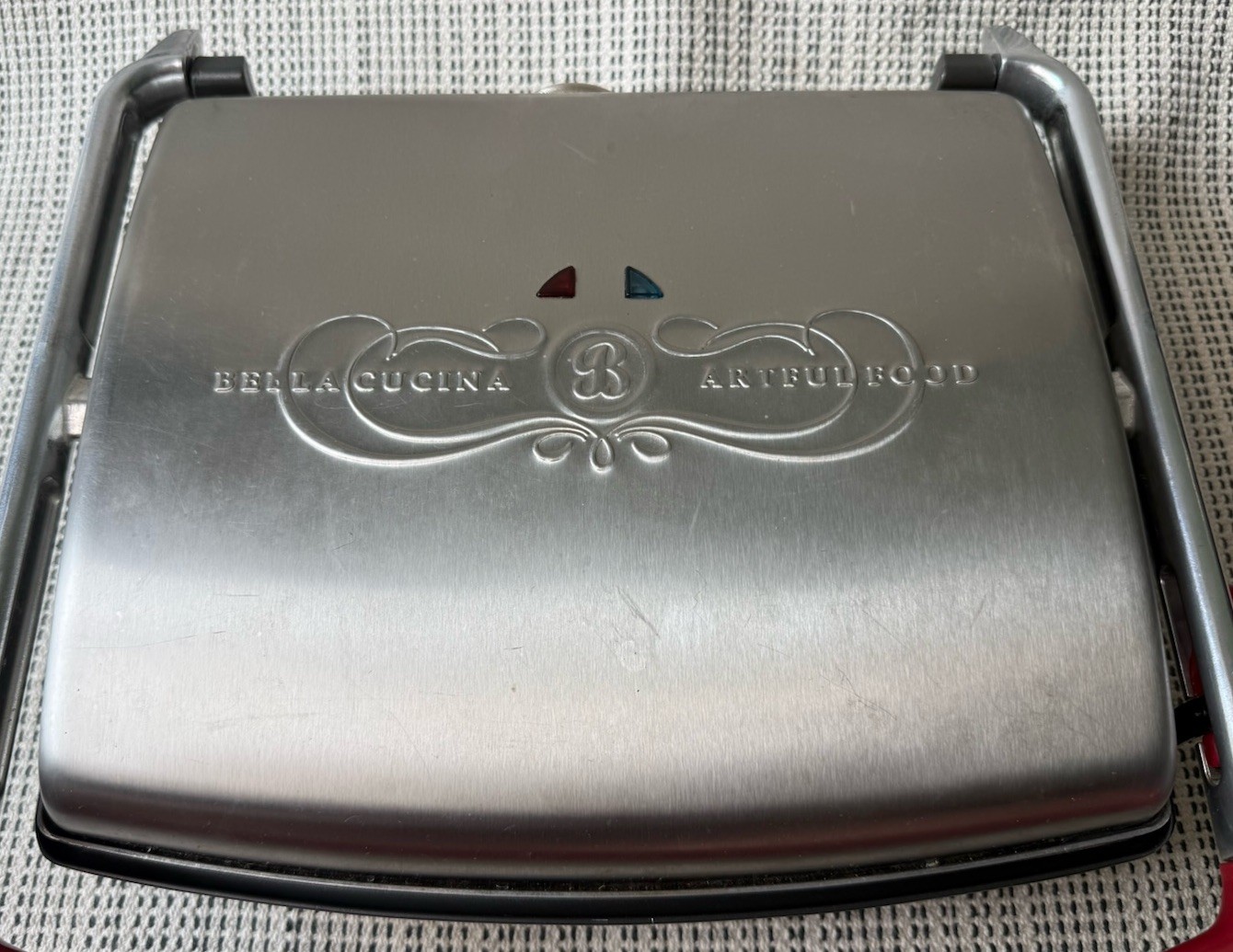 Bella Cucina Artful Food Red Silver Stainless Steel 13002 Panini Grill Household