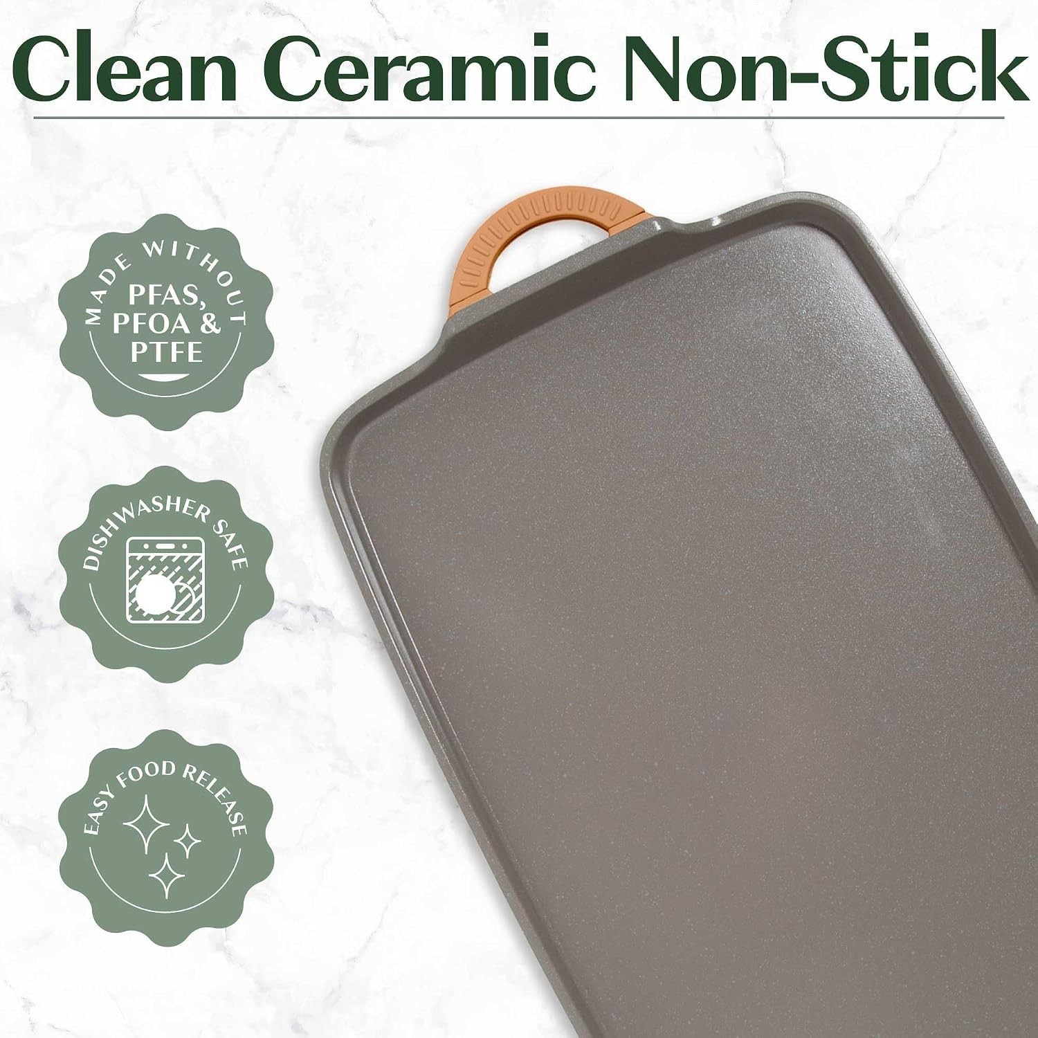 Versatile 21″ Ceramic Nonstick Double Burner Griddle with Silicone Mat Included
