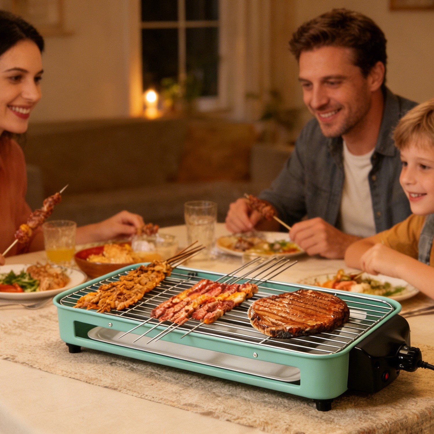 2 in 1 Electric Indoor Grill Electric BBQ Grill Portable Barbecue Cooking Plate