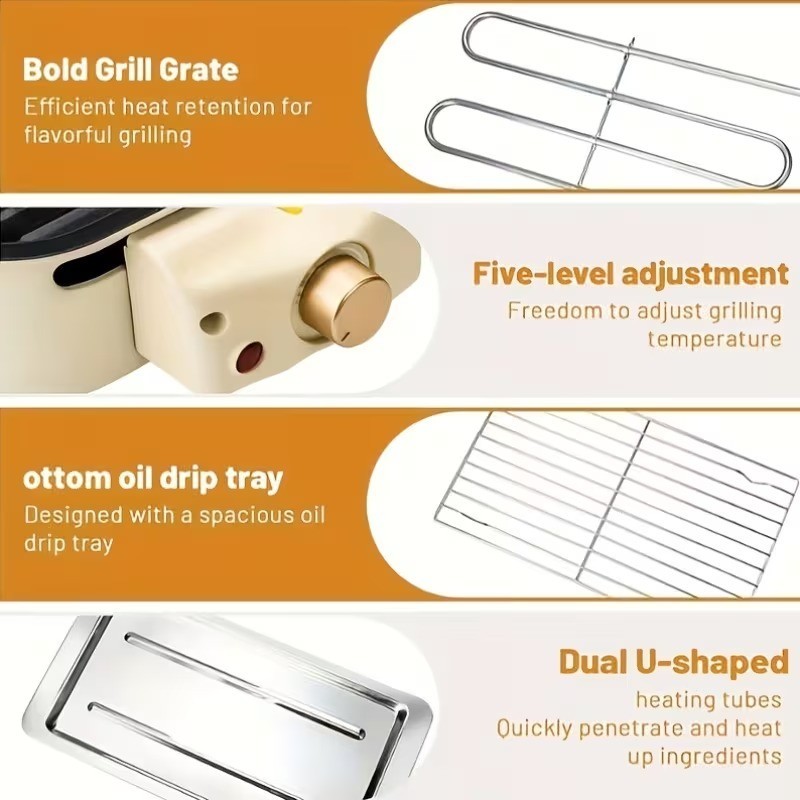 1700W Electric Indoor Griddle, Large Nonstick Cooking Plate, Smokeless BBQ Grill