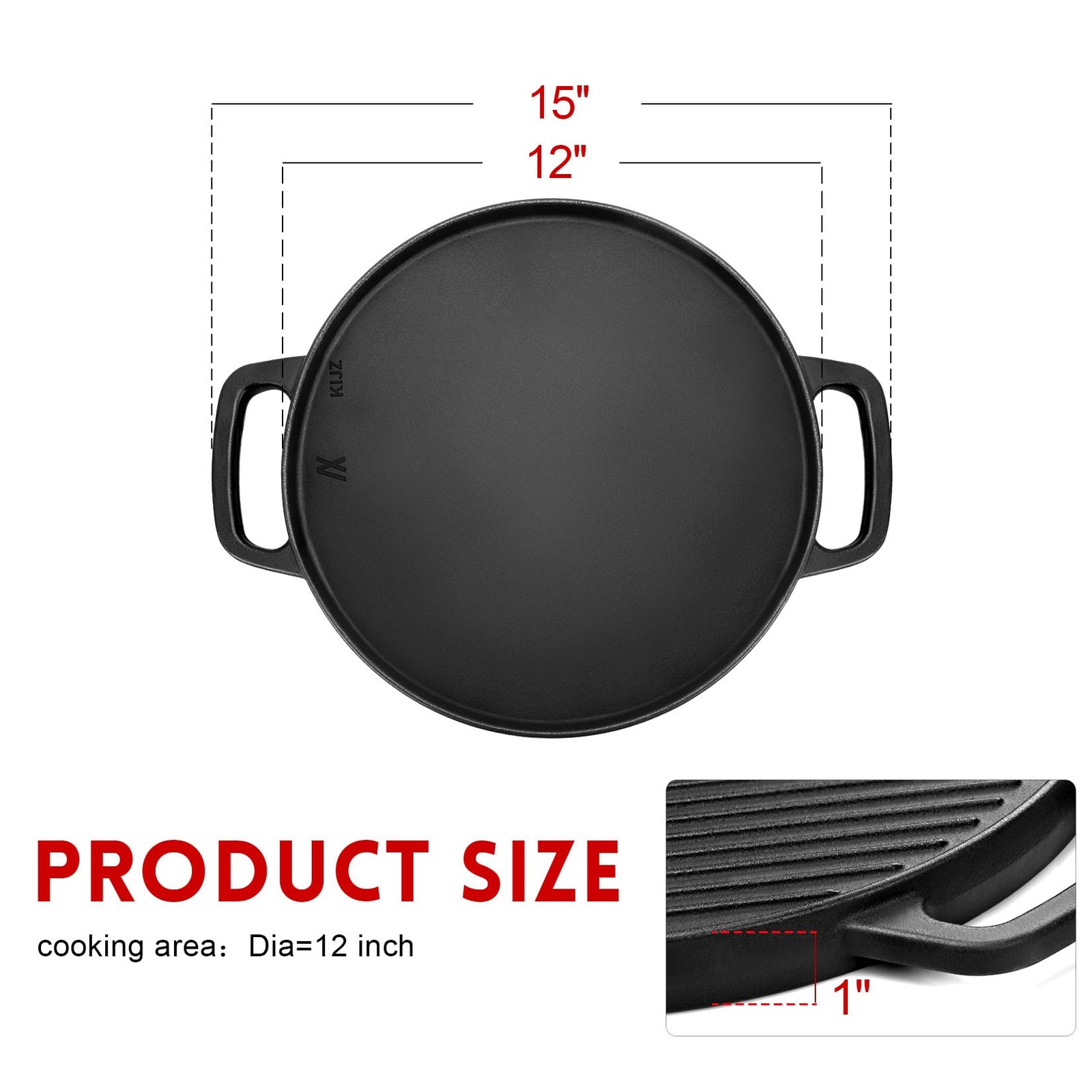 Cast Iron Reversible Griddle, 12 inch Griddle Pan for Stove Tops, Gas Grills …