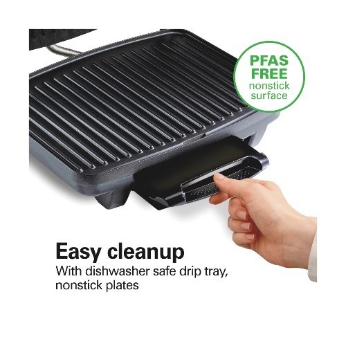 Hamilton Beach Panini Press Nonstick Indoor Grill Silver: 1500W Metal Kitchen