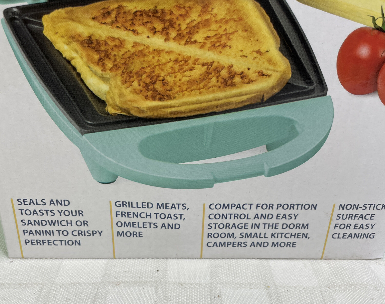Nostalgia MyMini Personal Sandwich Panini Maker Aqua New
