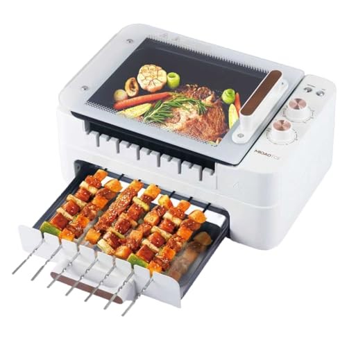 3-IN-1 Skewer Electric Indoor Grill – 1000W Electric Grill with 360° Auto