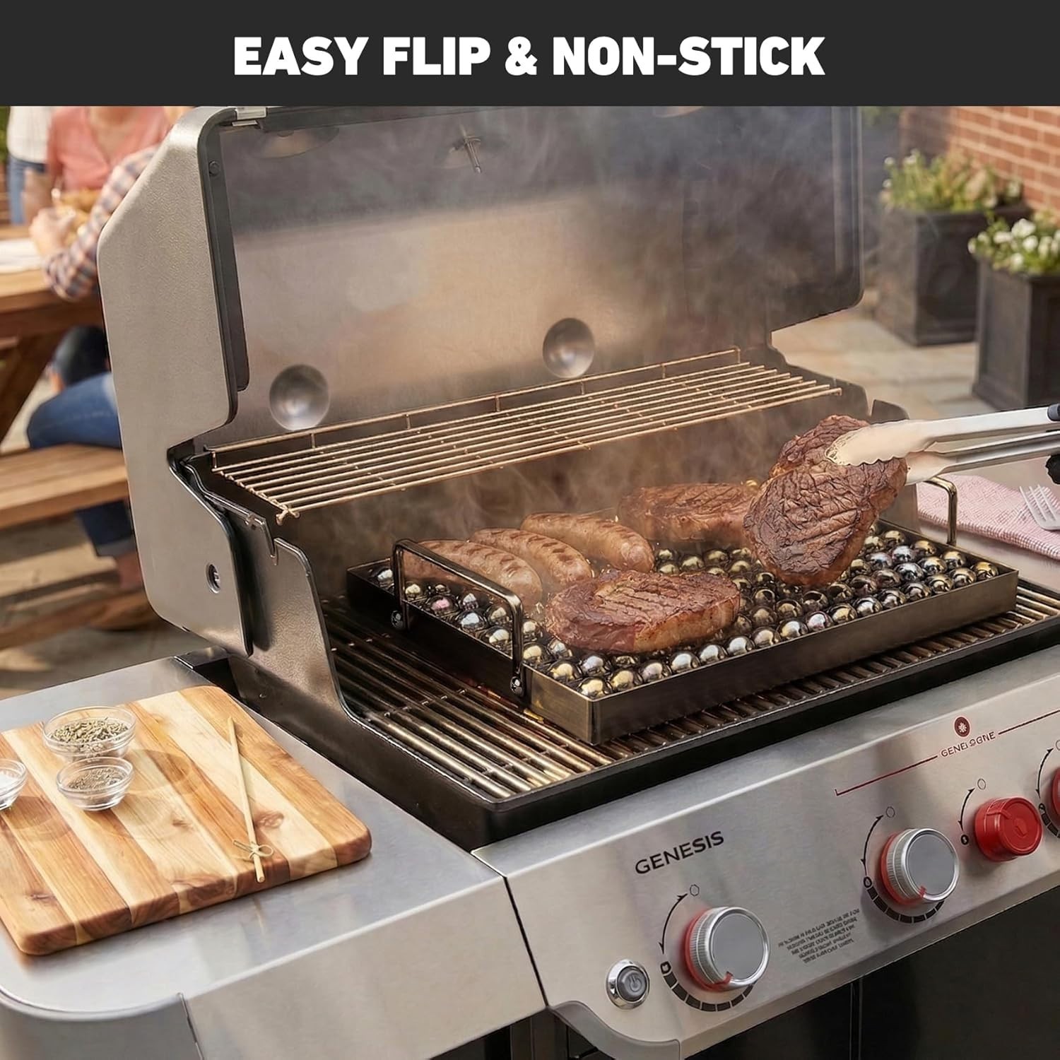 304 Stainless Steel BBQ Griddle, Professional Rapid Heat Retention Ball Griddle
