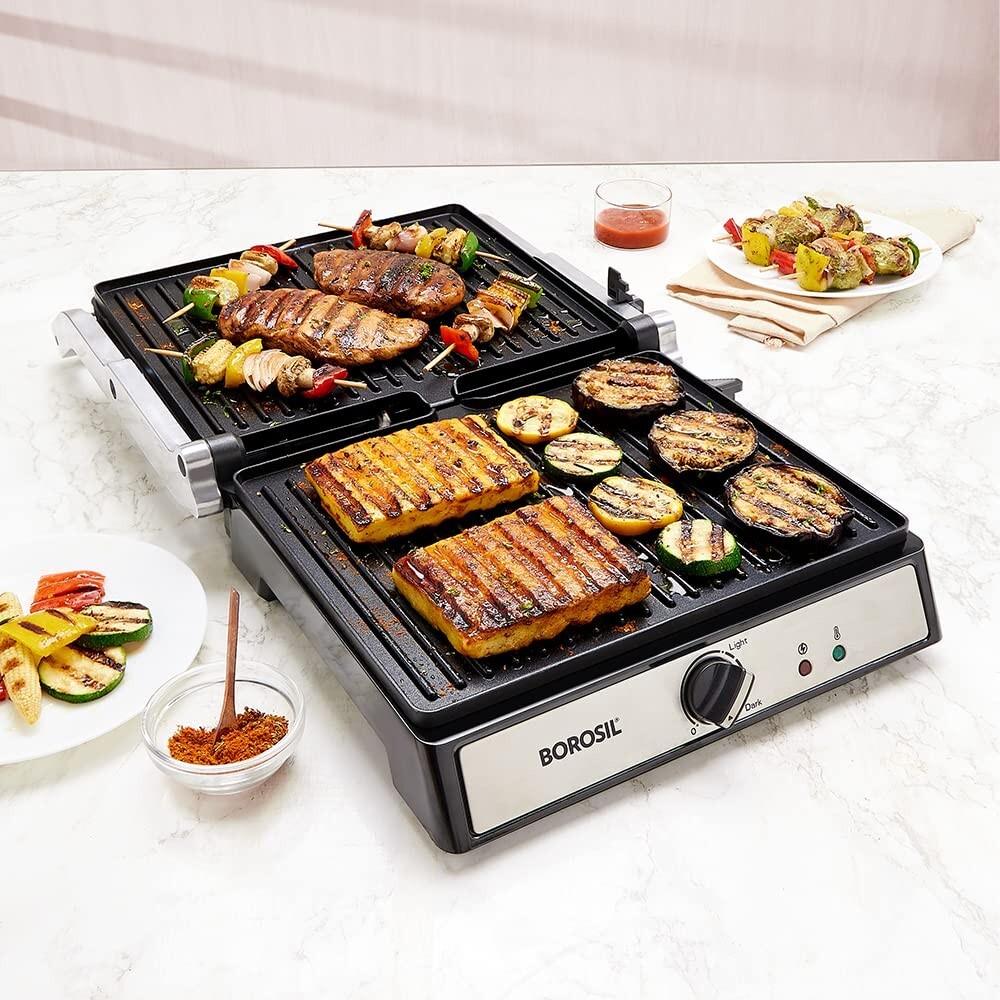 Borosil Jumbo Grill Sandwich Maker Electric Toaster Non-Stick 180°Power Indicato