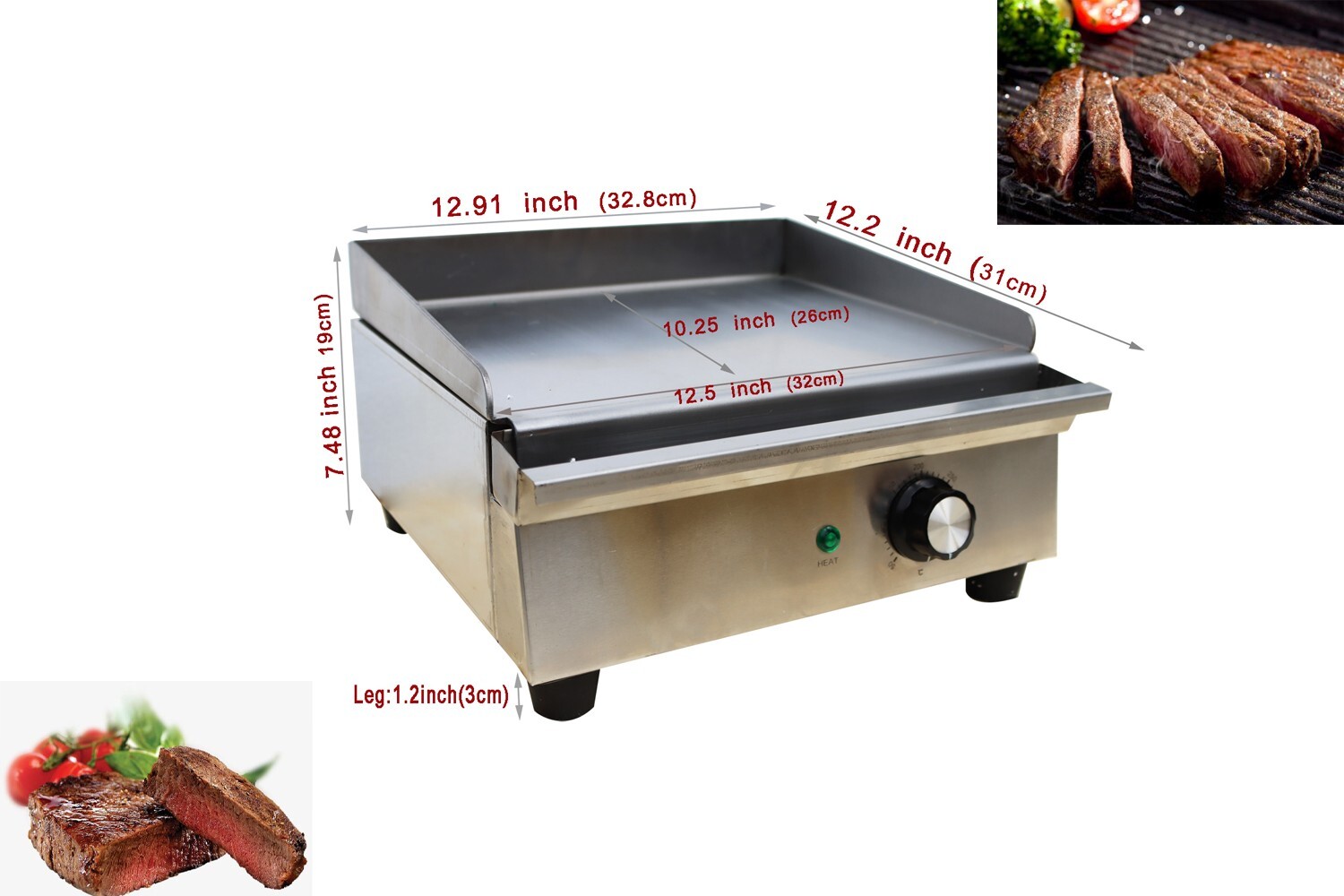 PreAsion Electric Countertop Griddle Flat Cooking Grill Hot Plate Stove